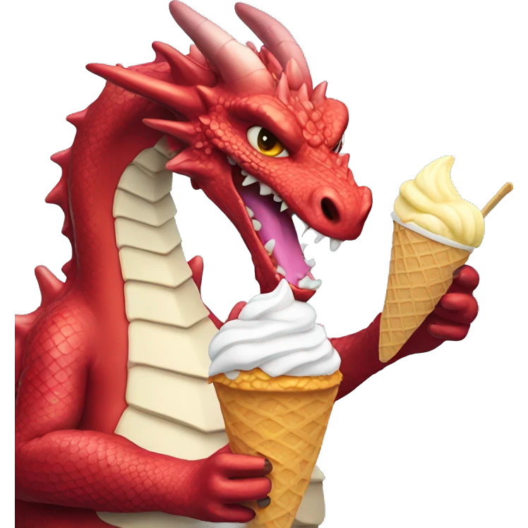 Dragon eating ice cream emoji
