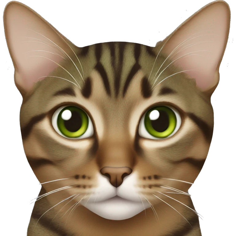 green eye, brown tabby adult cat  emoji