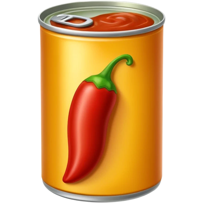 can of red enchilada sauce with small green chili illustration emoji