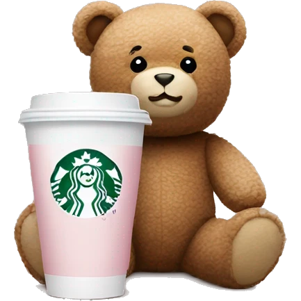 Teddy in Rosé With Starbucks Cup emoji