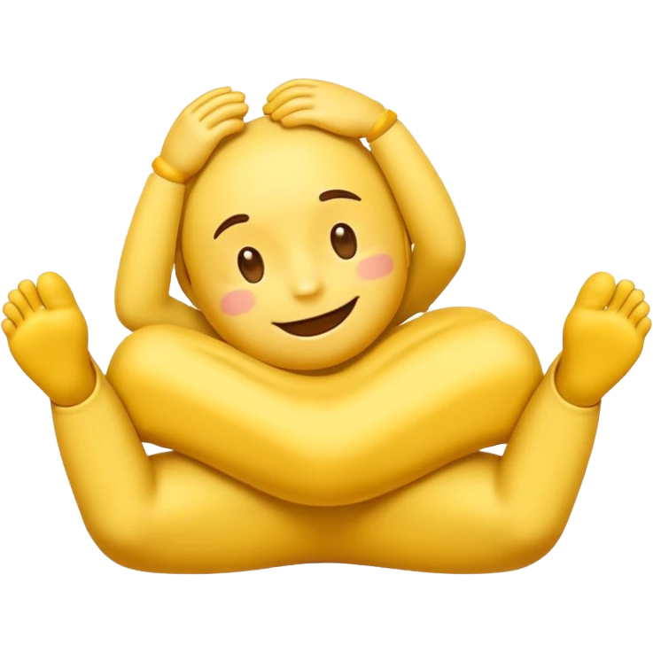 classic emoji smiling with its feet up behind it and its head on its hands emoji