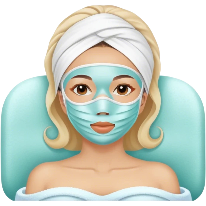 Lady with face mask spa beauty full face relaxing emoji
