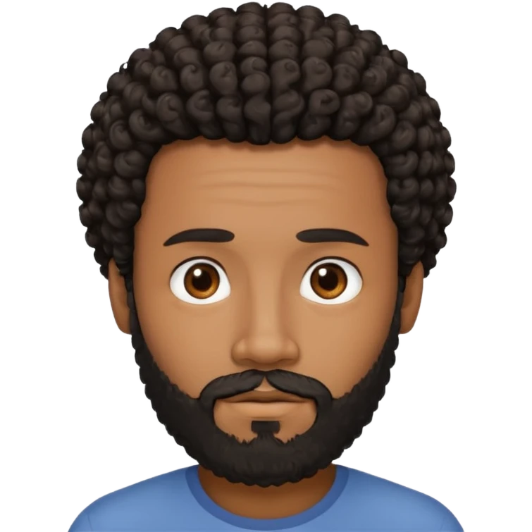 This is a cartoon-style avatar of a black man with curly black hair, a beard, and a calm expression  emoji