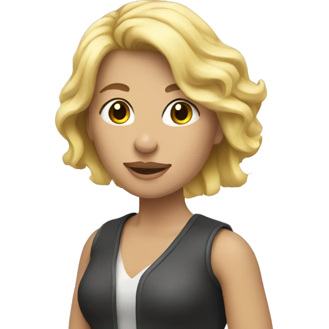 A blonde women with blond hair holding a buqete emoji