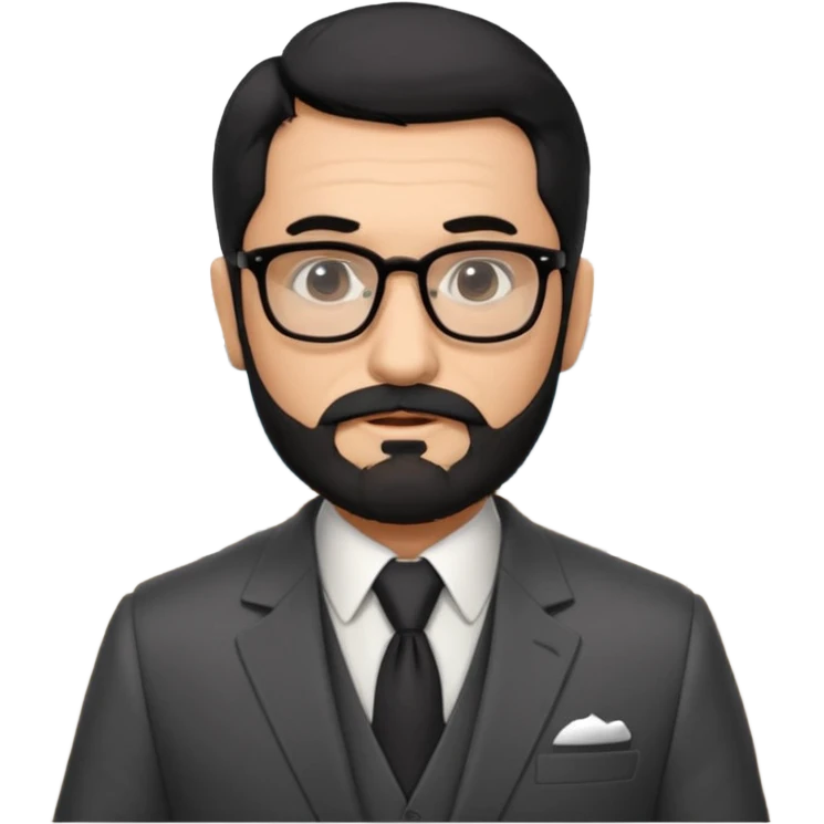 Professor Bentley Dyed black gray hair  frencb beard graying indian guy in suit with a bentley car. Older look with glasses emoji