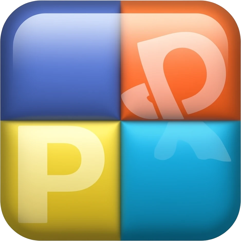 creer un logo avec damier mais que 4 carre avec les  couleur ps1 emoji