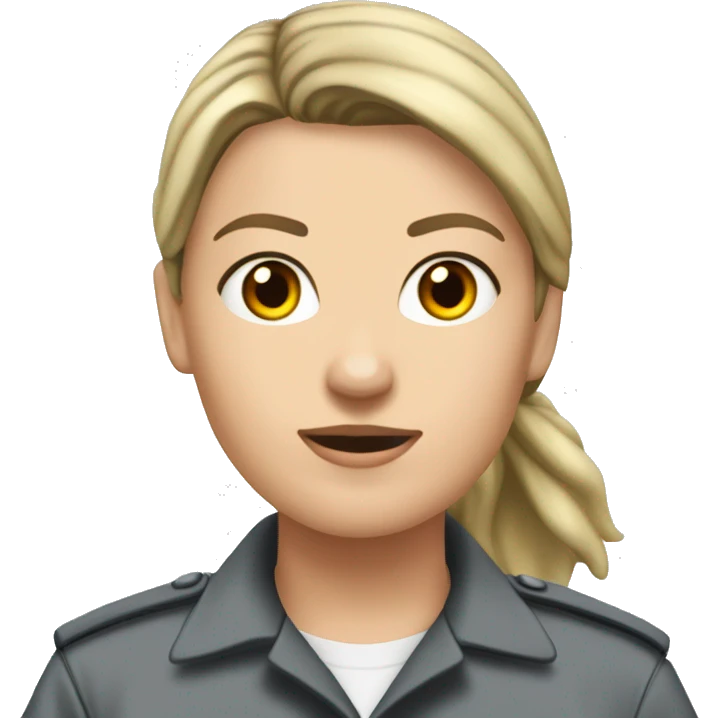 White Female correctional officer wearing grey Indiana department of corrections uniform using oc spray  emoji