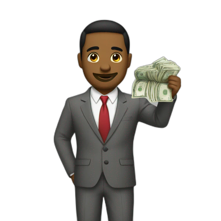 television con traje y dinero emoji
