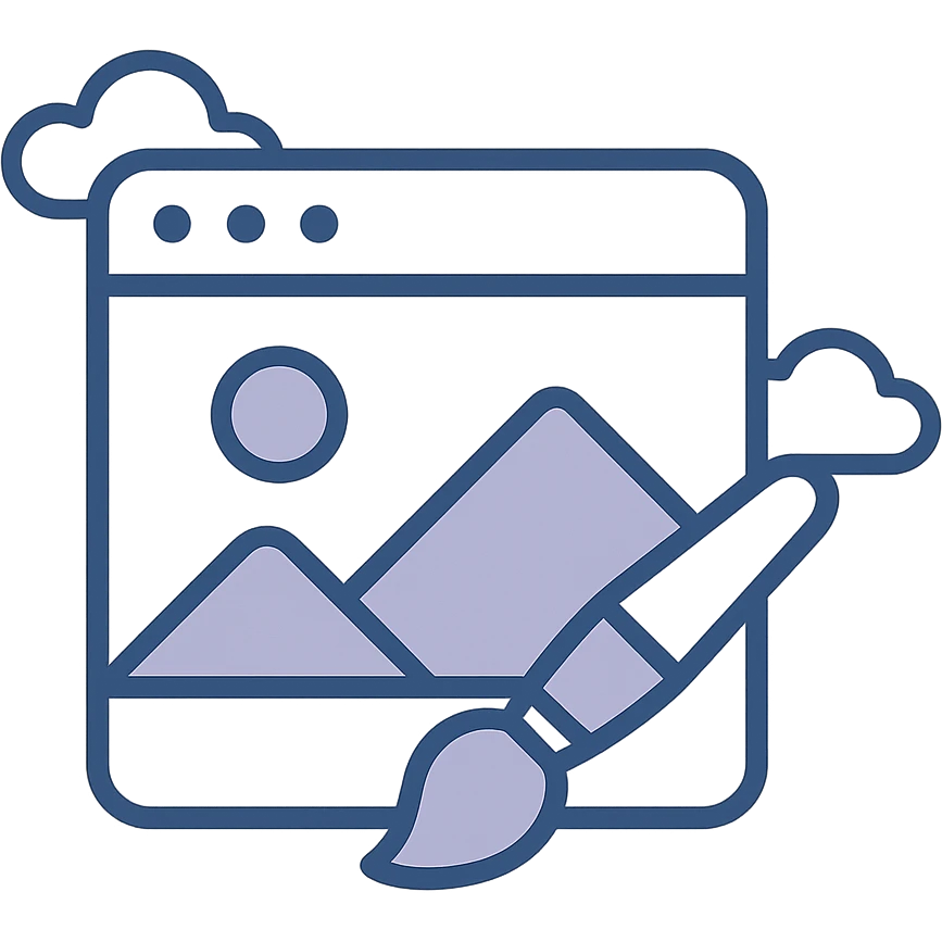 Paint.NET logo style, minimal, blue and white, no text emoji