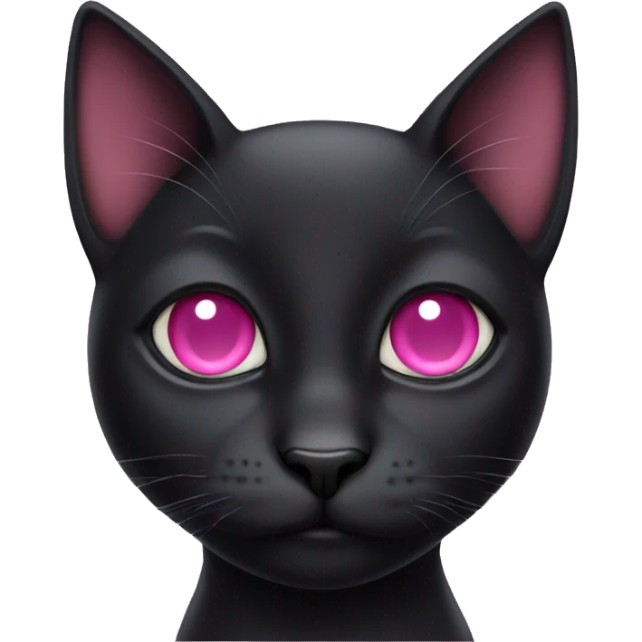 Black cat with pink eyes emoji