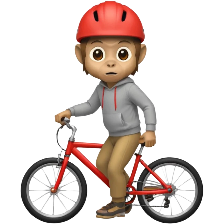 monkey with red bicycle helmet, sweatshirt emoji