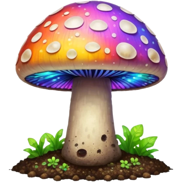 rainbow glowing magic mushroom with dirt emoji