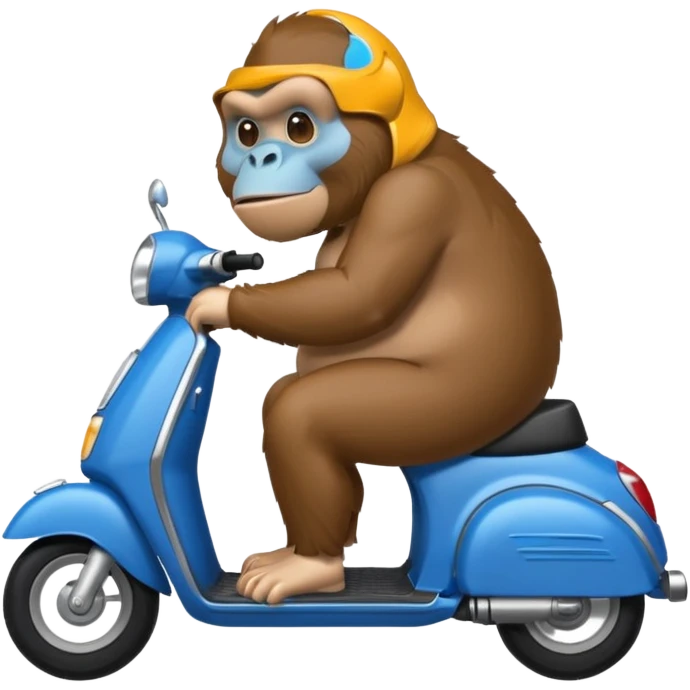 chubby cartoon ape on a store scooter emoji