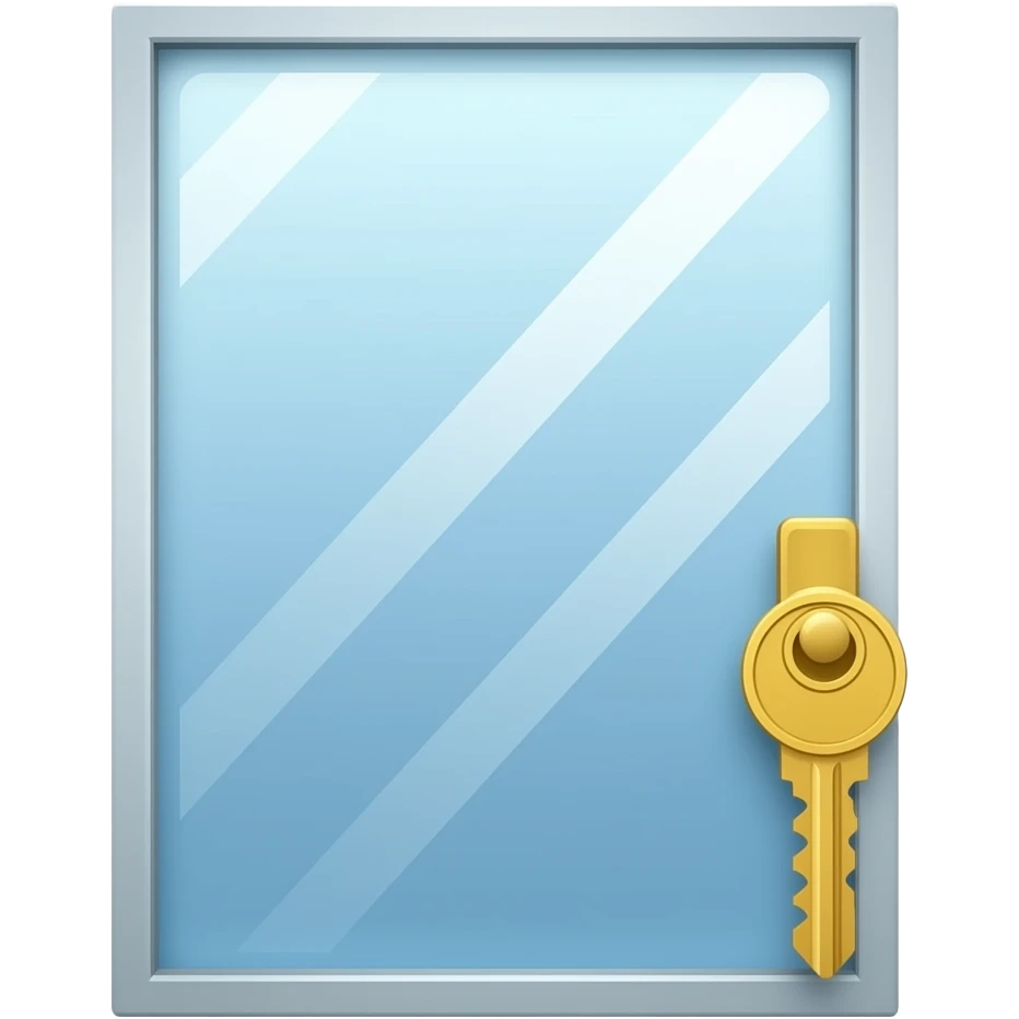 porta de vidro com chave emoji