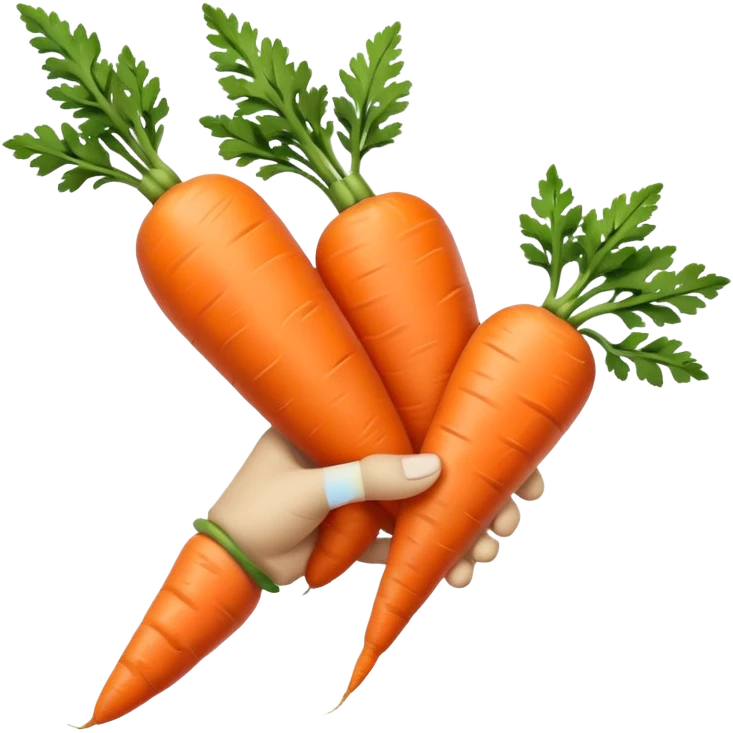 beige skin colored hand holding one long skinny carrot emoji