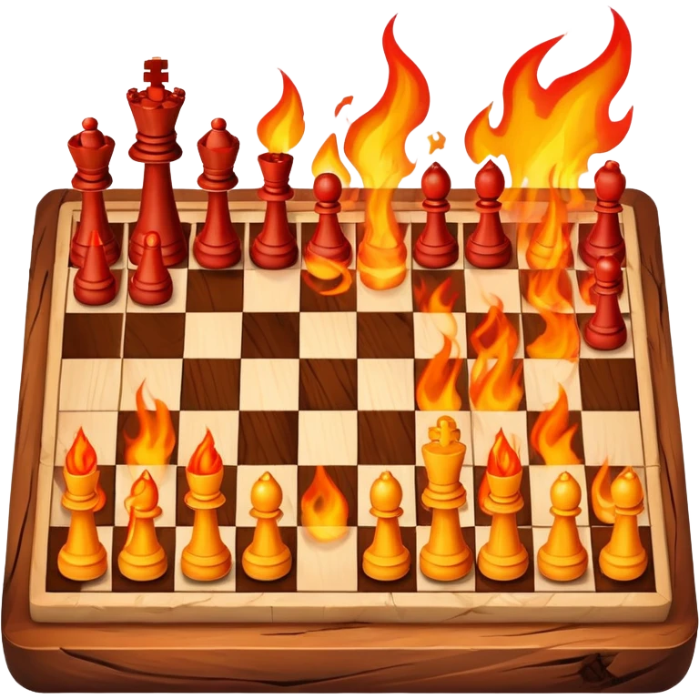 A chess board on fire  emoji