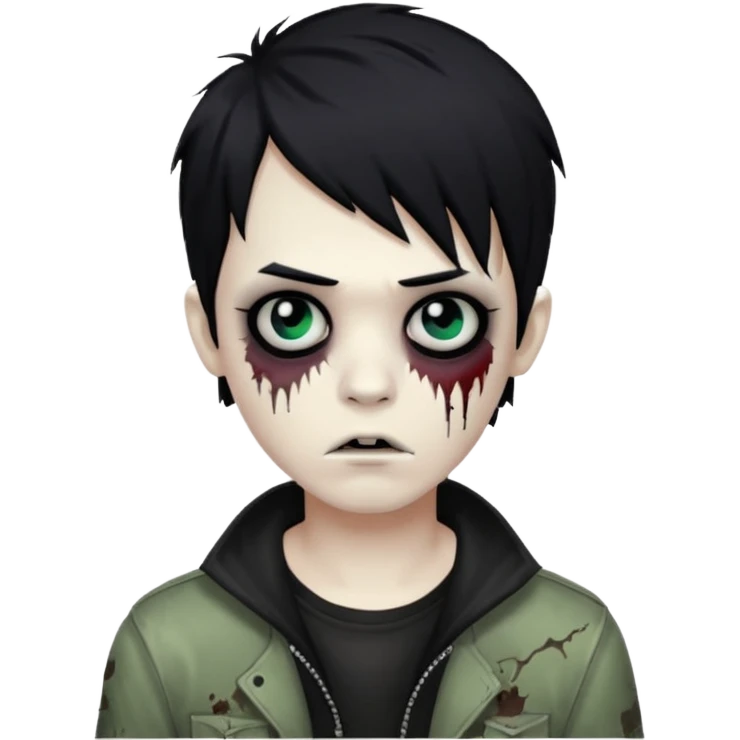 boy zombie with black hair emo emoji