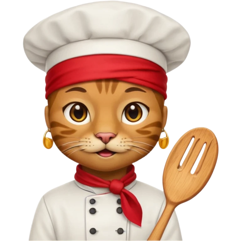 cool cat chef with big gold earring and bandana, emoji style emoji