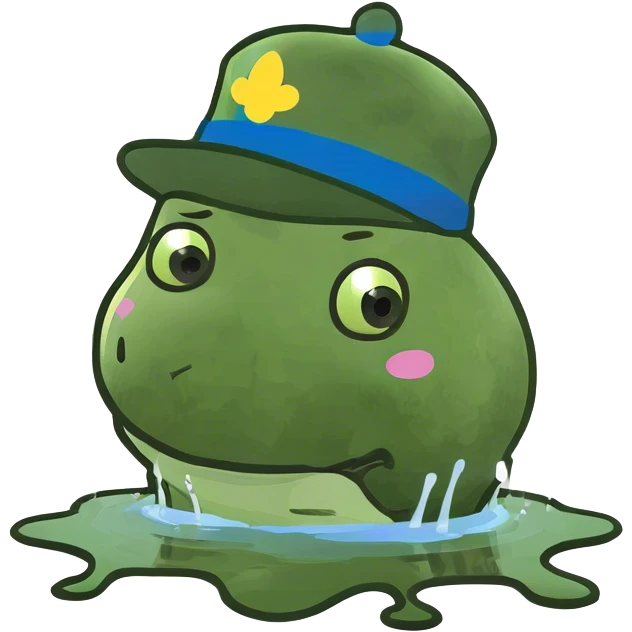 A color puddle with a cute face emoji