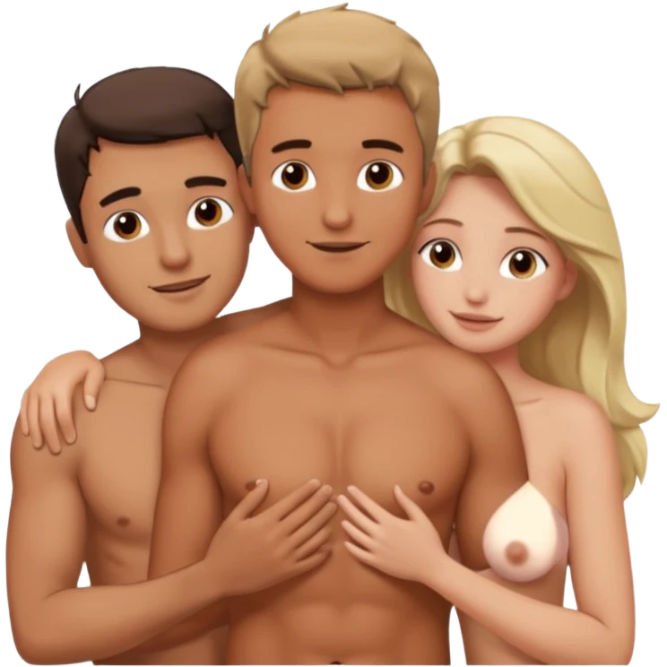 L'homme touche la poitrinne de la femme et la femme aime quand il son nue emoji