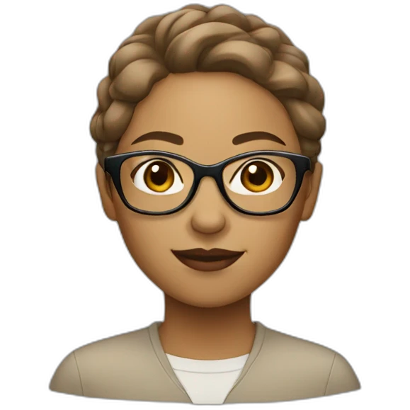 light skinned brown woman with glasses emoji