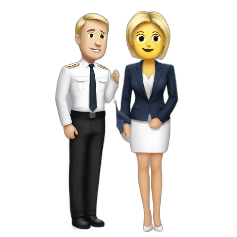 Marine lepen qui embrasse macron emoji