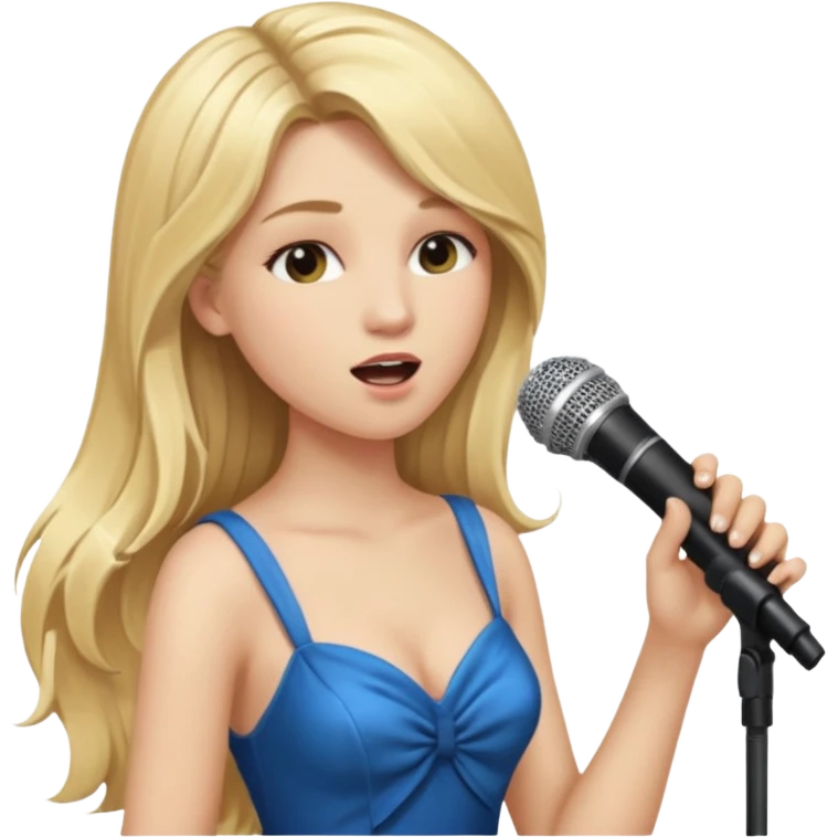 Singer Young woman – long blonde hair, around 20s,  singing into mic emoji