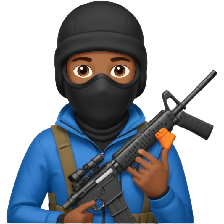 Brown skin Robber with ski mask and ar-15 emoji