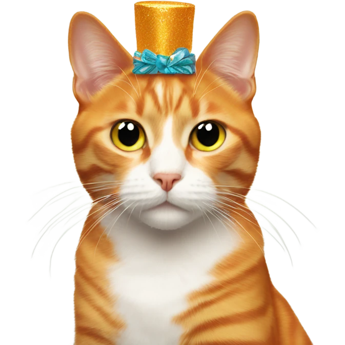 Orange cat wearing a new years headband  emoji