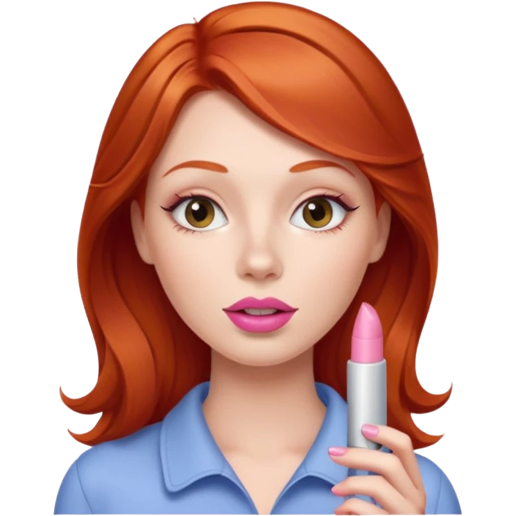 redhead woman using chapsitck emoji