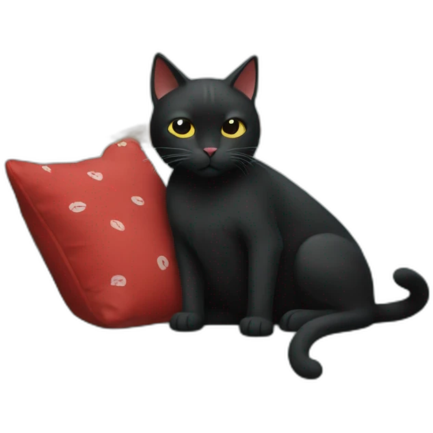 A black cat with a red bandana clawing at a blue sofa emoji