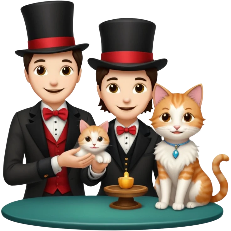 magician couple and their pet cat emoji