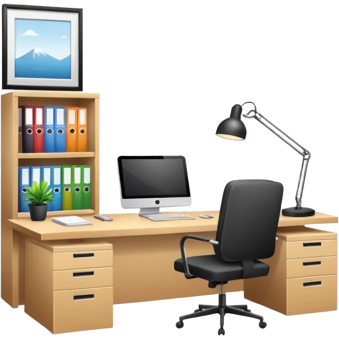 office interior, one desk only emoji