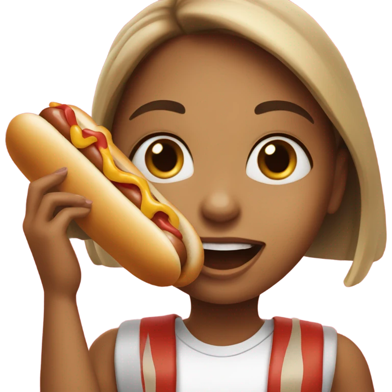 Girl eating hotdog emoji