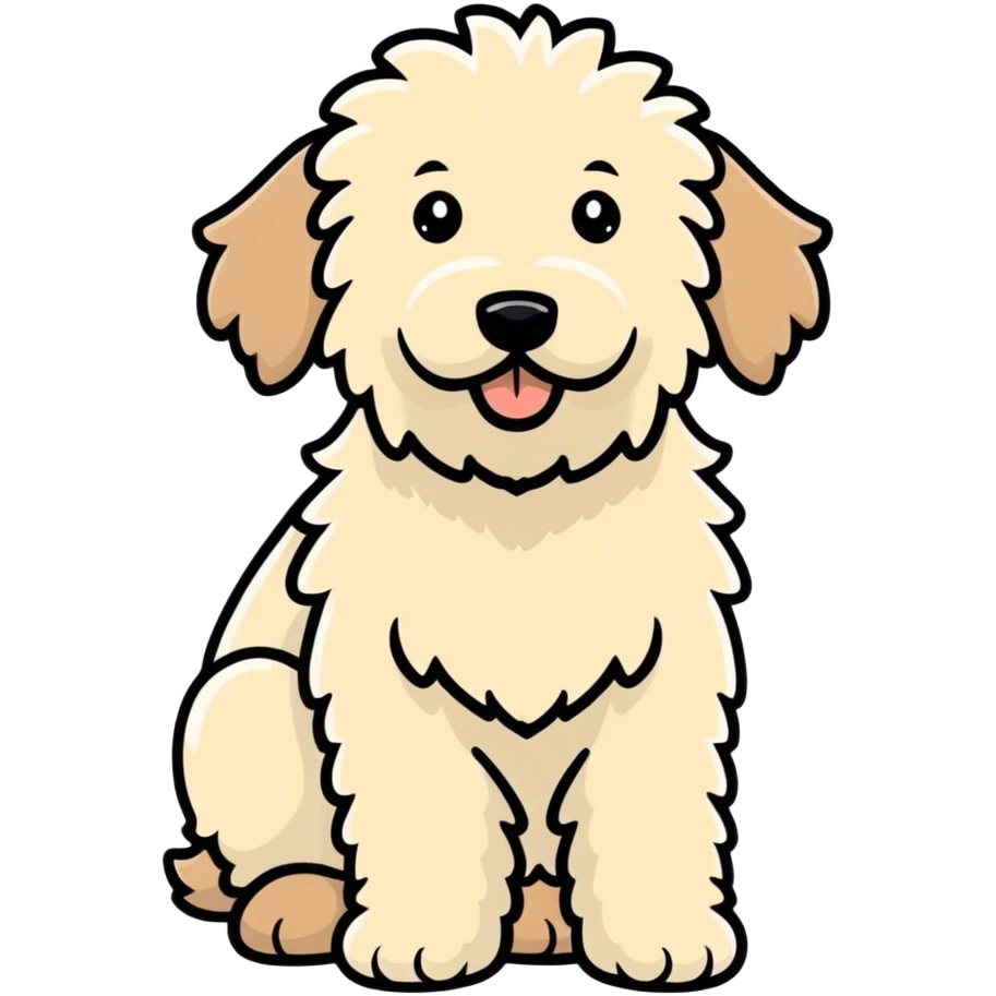 Brown labradoodle happy  emoji