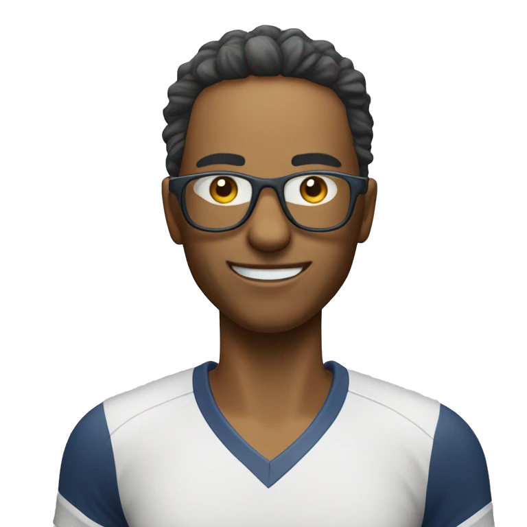 una persona daltónica con lentes jugando tenis emoji