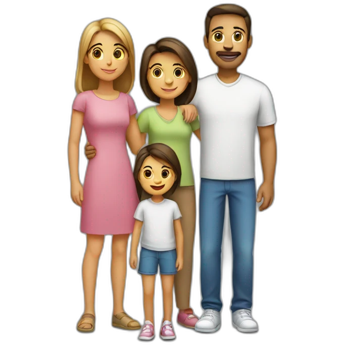 Family with 4, father, mother, teenager boy, small girl emoji