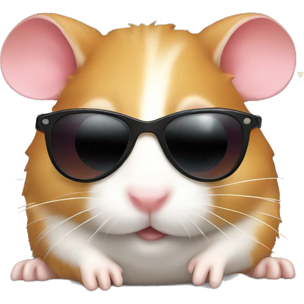 A hamster in sunglasses falling in love emoji