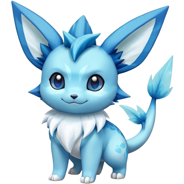 Kawaii Vaporeon-Glaceon-Pokemon-Digimon-hybrid full body emoji