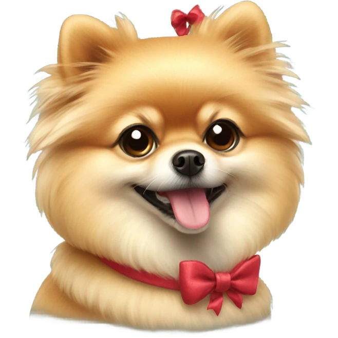 pomeranian wearing bow emoji