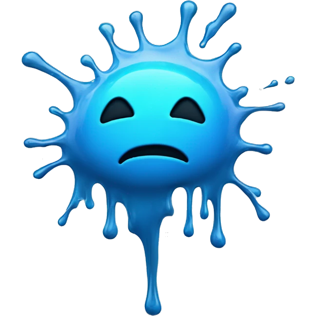 Glowing shiny Cyan blue liquid splash splatter drip emoji