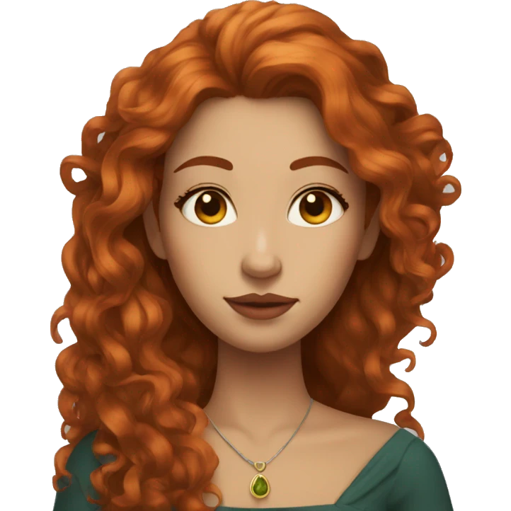Queen with messy long redhair and light brown eyes  emoji