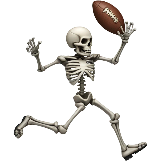 Skeleton throwing football emoji