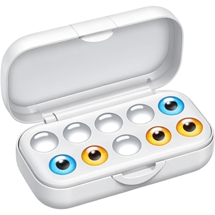 2 contact lenses white travel mini case emoji