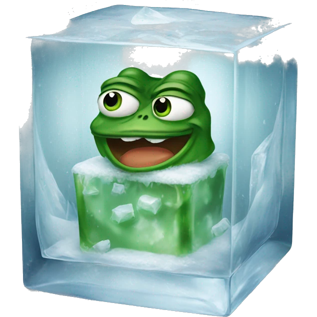 pepe the frog inside an icecube emoji