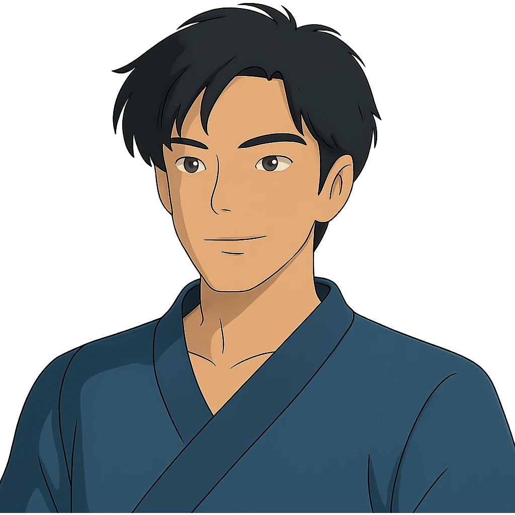 ghibli style portrait of a black haired handsome Chinese man emoji