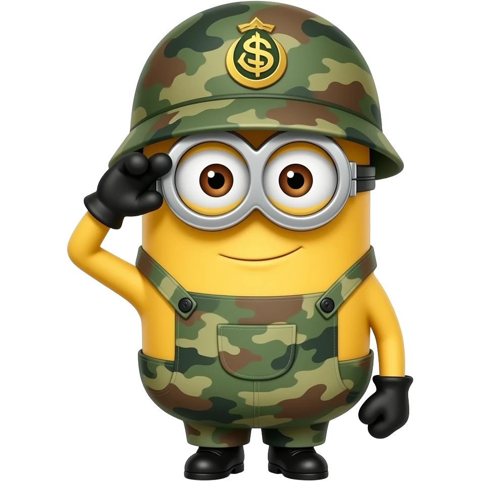 minion in army uniform saluting emoji