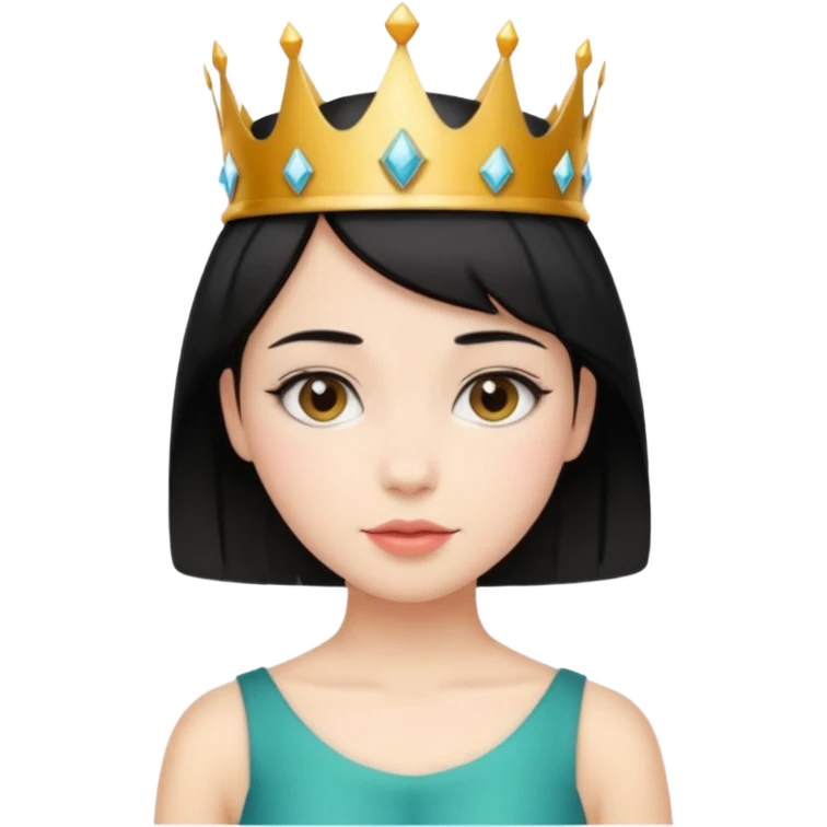 Chica linda pelo corto negro con una corona  emoji