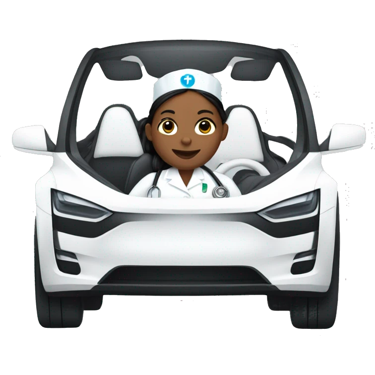 Nurse driving a Tesla emoji