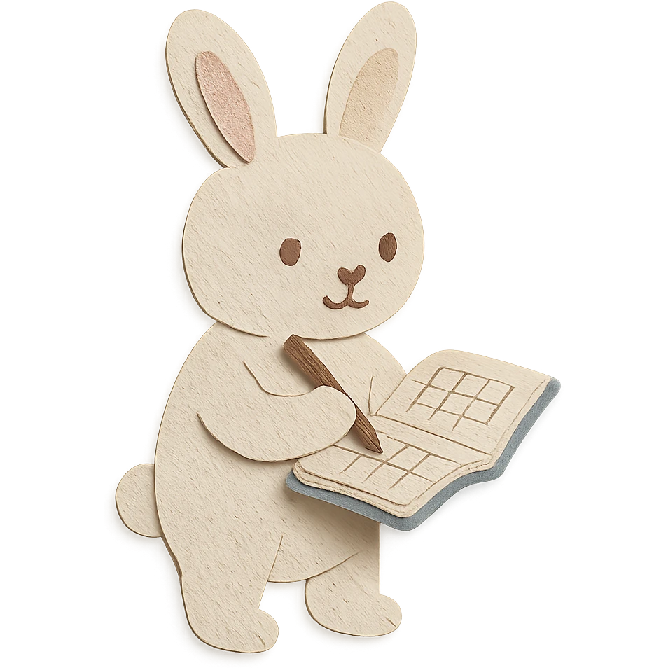 highly detailed, high quality paper craft style illustration of a cream-colored bunny standing and writing in a planner, intricate textures, soft lighting, delicate cut-paper details emoji